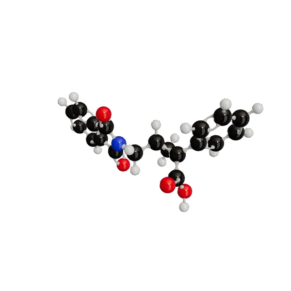 3D model of 2-((1,3-Dioxoisoindol-2-yl)methyl)-1-phenylcyclopropane-1-carboxylic acid